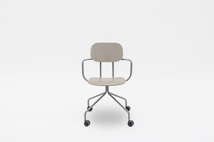 New School krzesło ze sklejki z kółkami